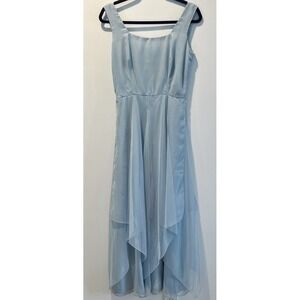 MISS ELLIETTE CALIFORNIA Vintage Chiffon Pleated Dress Light Blue Party Sz (8)